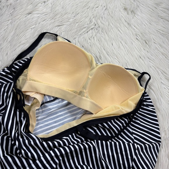 Swimsuits for All Women's 20 Tankini Swimsuit Skirted Bottom Modest Stripe Black - Picture 5 of 8